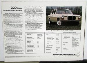 1971 Mercedes-Benz 220 Diesel Marvelous Maverick Sales Brochure