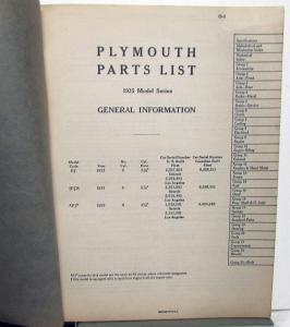 1935 Plymouth Dealer Parts List Book Catalog Original PJ PJX Text Illustrations