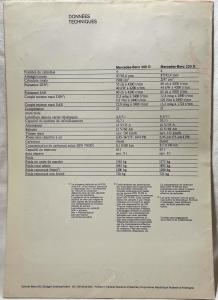 1973 Mercedes-Benz 200D 220D Sales Folder Brochure - French Text