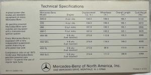 1973 Mercedes-Benz Tri-fold Sales Folder 220 280 450