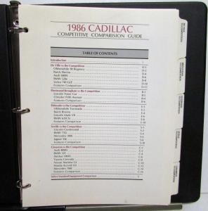 1986 Cadillac Comparison Guide DeVille Brougham Eldorado Seville Cimarron