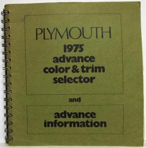 1975 Plymouth Advance Color and Trim Selector and Advance Info Dealer Album
