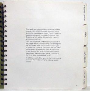 1975 Plymouth Advance Color and Trim Selector and Advance Info Dealer Album