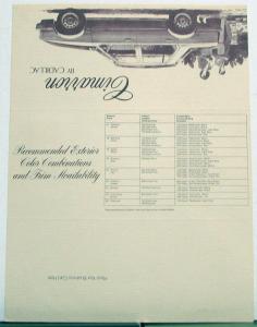 1982 1883 1984 1985 Cadillac Cimarron Color Paint Chips Features Sales Brochure