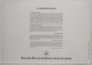 1974 Mercedes-Benz S Coupes and Convertibles Sales Folder - French Text