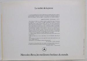 1974 Mercedes-Benz Mercedes Sedans and Coupes 200 to 280CE Sales Folder - French