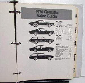 1976 Chevrolet Car Value Guide Monte Calro Chevelle Camaro Nova Corvette Vega