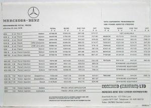 1975 Mercedes-Benz 350SE 350SEL 450SE 450SEL Prestige Sales Brochure - UK Spec