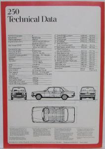 1976 Mercedes-Benz 200 230 250 Prestige Sales Brochure with UK Spec Sheets