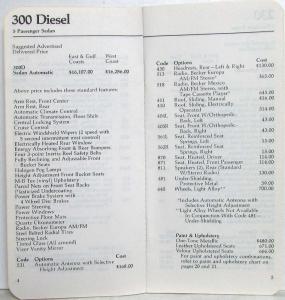 1977 Mercedes-Benz Standard Equipment and Optional Equipment Price Guide REVISED