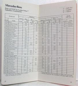 1977 Mercedes-Benz Standard Equipment and Optional Equipment Price Guide
