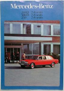 1978 Mercedes-Benz 240D 300D 250 7-8 Seat Limousine Sales Brochure