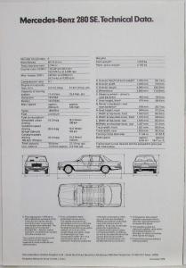 1979 Mercedes-Benz 280SE Sales Folder Brochure