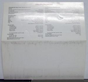 1988 Cadillac DeVille Fleetwood Delegance Exterior Color Paint Chip Sales Folder