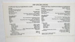 1989 Cadillac DeVille Fleetwood Sixty Special Exterior Paint Chips Sales Folder