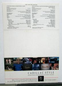 1989 Cadillac DeVille Fleetwood Sixty Special Exterior Paint Chips Sales Folder