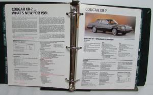 1981 Lincoln Mercury Facts Book Continental MarkVI TownCar CougarXR7 Marquis