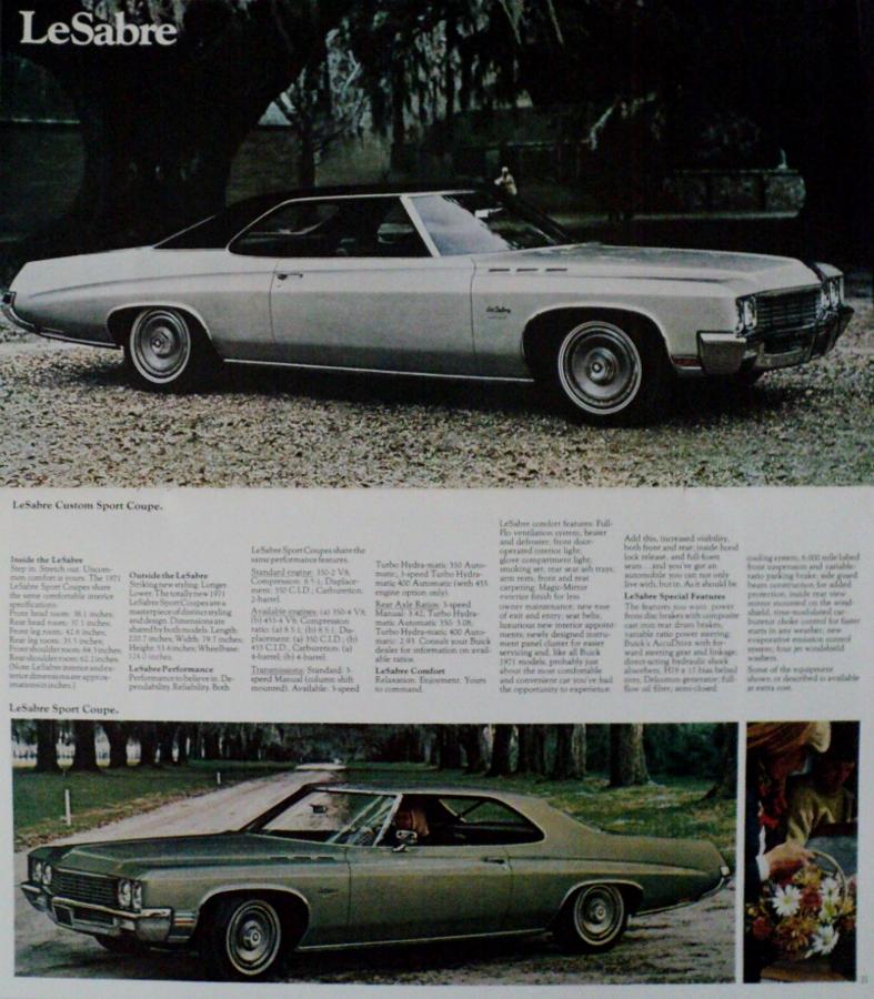 1971 Buick Riviera Electra 225 LeSabre GS Skylark Wagons Deluxe Sales  Brochure 