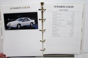 1990 Chrysler Data Book Le Barron Imperial New Yorker Town&Country