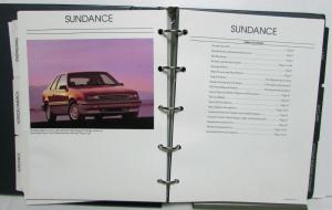 1990 Plymouth Data Book Laser Sundance Acclaim Colt Voyager