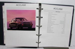 1990 Plymouth Data Book Laser Sundance Acclaim Colt Voyager