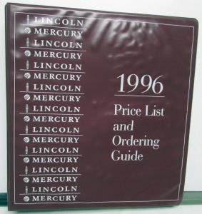 1996 Lincoln Mercury Price Ordering Guide Continental MarkVII TownCar Cougar XR7