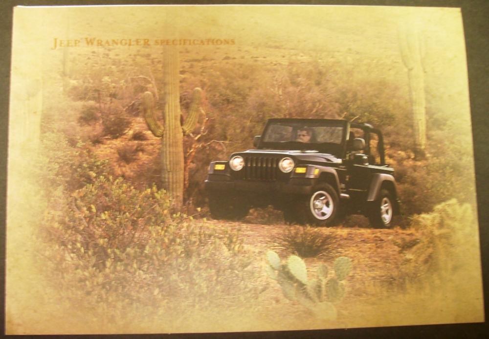 2005 Jeep Wrangler Dealer Sales Brochure 4X4 Specifications Rare!