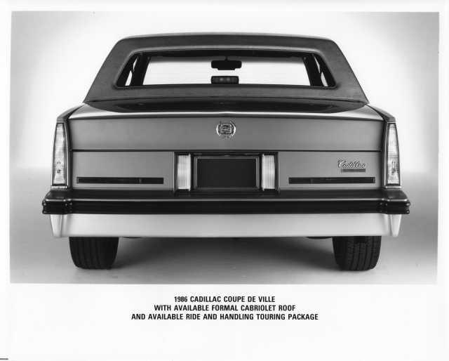 1986 Cadillac Coupe DeVille with Cabriolet Roof and Touring Pkg Press Photo 0266