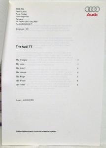 1995 Audi TT Concept Media Information Press Kit