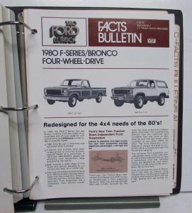 1980 Ford LT Trucks Facts Organizer F Series Bronco Courier Econoline