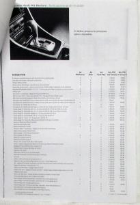 2000 Audi A4 Saloon Details Brochure with Price Sheet - French Text