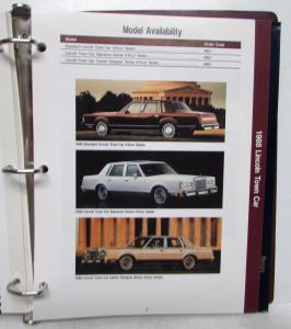 1988 Lincoln Mercury Merkur Fleet Buyers Guide Town Car Cougar XR4Ti Continental