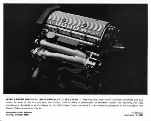 1988 Oldsmobile Cutlass Calais Quad 4 Engine Press Photo 0259