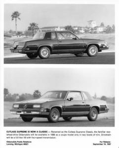1988 Oldsmobile Cutlass Supreme Classic Press Photo 0268