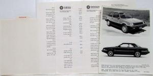 1982 Dodge Media Information Press Kit - Charger Challenger Mirada 400 Trucks