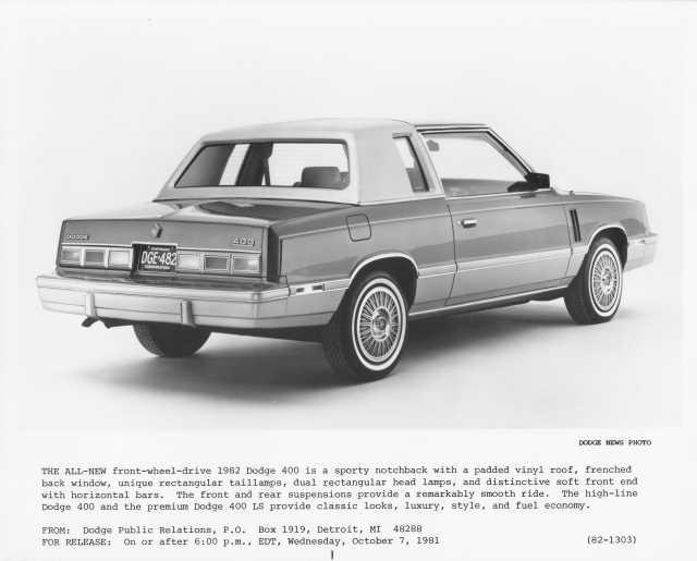 1982 Dodge 400 Press Photo 0303