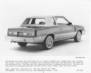 1982 Dodge 400 Press Photo 0303
