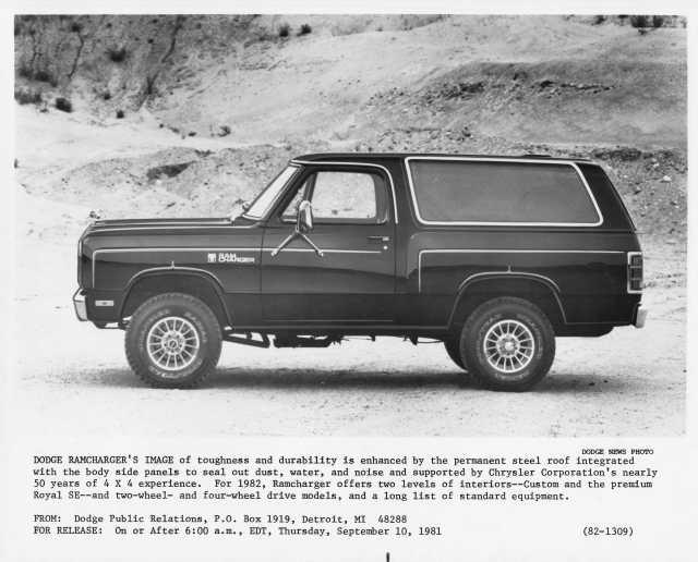 1982 Dodge Ramcharger Press Photo 0311