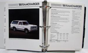 1988 Chrysler Dodge Plymouth Fleet Guide Daytona Ramcharger Lebaron GTS GranFury