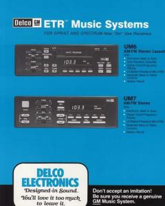 1986 Chevrolet Delco GM Music Sound Systems Sales Brochure Folder