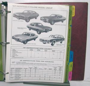 1971 Lincoln Mercury Product Info Album Capri Marquis yclone Cougar XR7 Comet