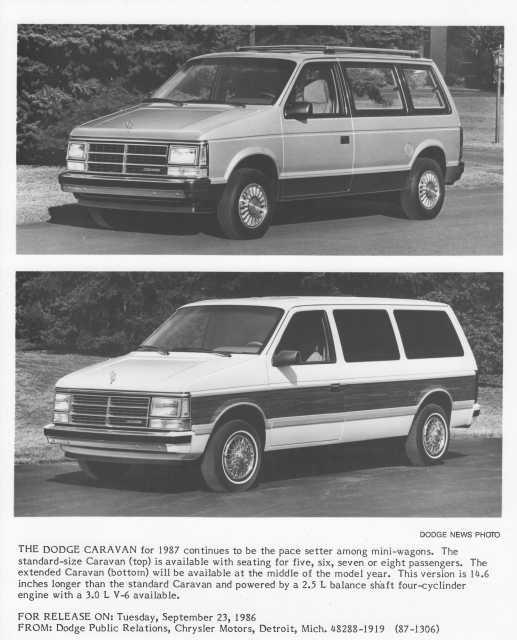 1987 Dodge Caravan Press Photo 0317