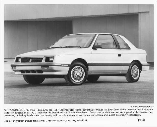 1987 Plymouth Sundance Coupe Press Photo 0138