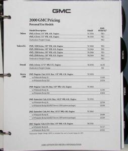 2000 GMC Media Information Press Kit - Denali Yukon XL Jimmy Sonoma