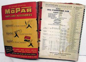 1951 Mopar Dealer Passenger Car Parts List Book Chrysler Dodge Plymouth DeSoto