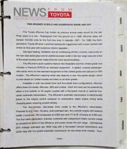 1998 Toyota Media Information Press Kit - Camry Corolla Land Cruiser T100 Tacoma