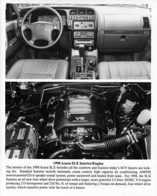 1998 Acura SLX Interior and Engine Press Photo 0186