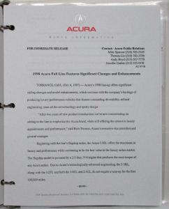 1998 Acura Full Line Media Information Press Kit - NSX RL TL CL Integra SLX