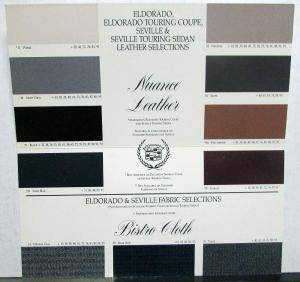 1992 Cadillac Eldorado & Seville Interior Samples Sales Brochure Folder Orig