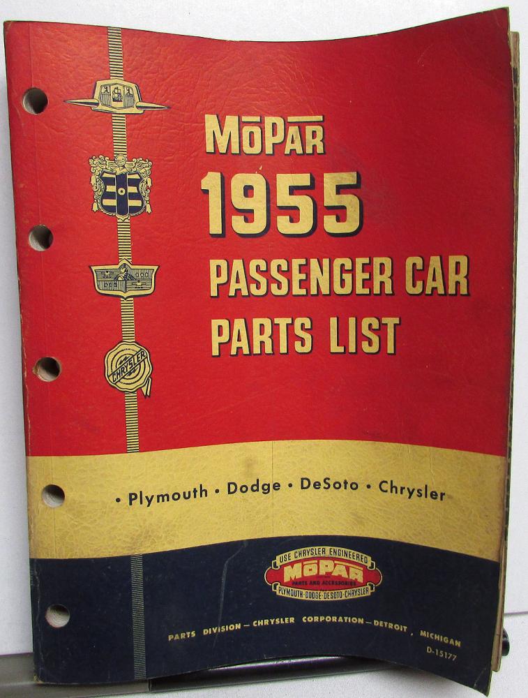 1955 Mopar Dealer Passenger Car Parts List Book Chrysler Plymouth Dodge